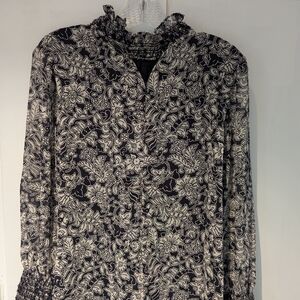 Ann Taylor Black and Cream Patterned Top NWT